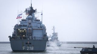 Le navire militaire  F 218 Mecklenburg-Vorpommern de la marine allemande, WILHELMSHAVEN, ALLEMAGNE, le 4 janvier 2023