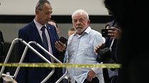 El presidente de Brasil, Luiz Inácio Lula da Silva en el palaci de Planalto tras el asalto de los bolsonaritas, Brasilia, Brasil 8/1/2023