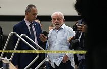 El presidente de Brasil, Luiz Inácio Lula da Silva en el palaci de Planalto tras el asalto de los bolsonaritas, Brasilia, Brasil 8/1/2023