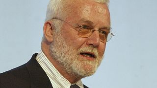 Russell Banks, author of 'Cloudsplitter,' delivers a keynote address during the Hemingway & Winship Awards ceremony, Boston, April 2004