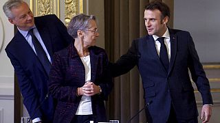 French President Emmanuel Macron and French Prime Minister Elisabeth Borne