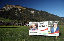Election posters of the Swiss People's Party (SVP) candidates are pictured, days ahead of federal elections, in Lenk, Switzerland October 14, 2019