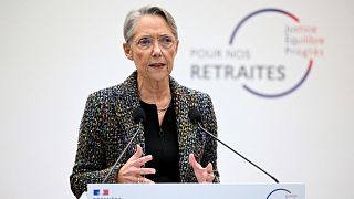 La Première ministre française, Elisabeth Borne, lors de la présentation du projet de réforme des retraites, le 10 janvier 2023 à Paris