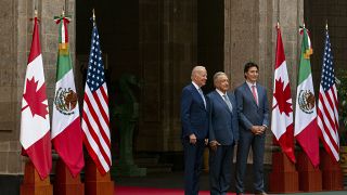 El presidente Joe Biden, el presidente mexicano Andrés Manuel López Obrador y el primer ministro canadiense Justin Trudeau, Ciudad de México, México, 10/1/2023