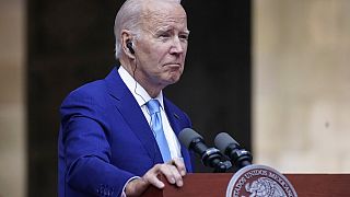 US President Joe Biden speaks to reporters in Mexico City after the discovery of government records in his former office. 