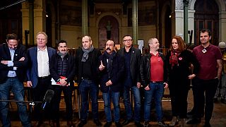 Les responsables des huit principaux syndicats français, le 10 décembre 2023, Paris (France)
