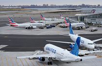 Planes sit on the tarmac at Terminal B at LaGuardia Airport in New York.