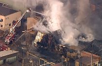 Un violent incendie s'est déclaré sur le site de l'usine Carus Chemical de LaSalle, dans l'Illinois, aux États-Unis, le mercredi 11 janvier 2023. 