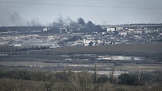 Vista da cidade de Soledar, na Ucrânia, onde decorrem intensos combates