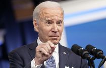 Le président américain Joe Biden répond aux questions de journalistes à la Maison Blanche le 12 janvier 2022.