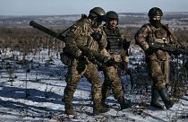 نیروهای ارتش اوکراین در نزدیکی شهر سولدار به تاریخ ۱۱ ژانویه ۲۰۲۳