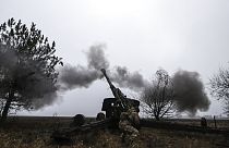 Ukrainian serviceman fires towards Russian positions with a cannon Msta-B in Zaporizhzhia region, Ukraine, Friday, Dec. 16, 2022. 