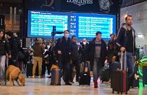 Travellers at Gare de Lyon in Paris, France. 