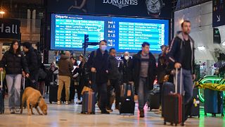 Travellers at Gare de Lyon in Paris, France. 