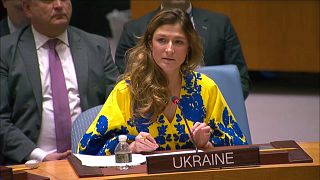 Emine Dzhaparova, Primera Viceministra de Asuntos Exteriores de Ucrania durante el debate del Consejo de Seguridad de la ONU