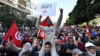 مظاهرات مناهضة للرئيس قيس سعيد في تونس.