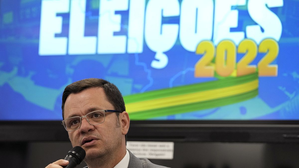 El ministro de Justicia de Brasil, Anderson Torres, durante una conferencia de prensa el 1 de octubre de 2022.