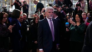 Presidential candidate Petr Pavel arrives to address media after announcement of the preliminary results for the first round of presidential election in Prague