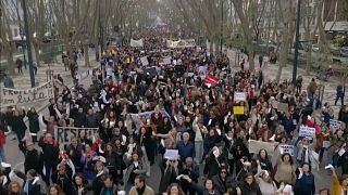 Marcha masiva de profesores en Portugal