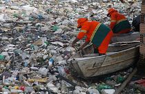زباله‌های شناور بر روی رودخانه نگرو در برزیل