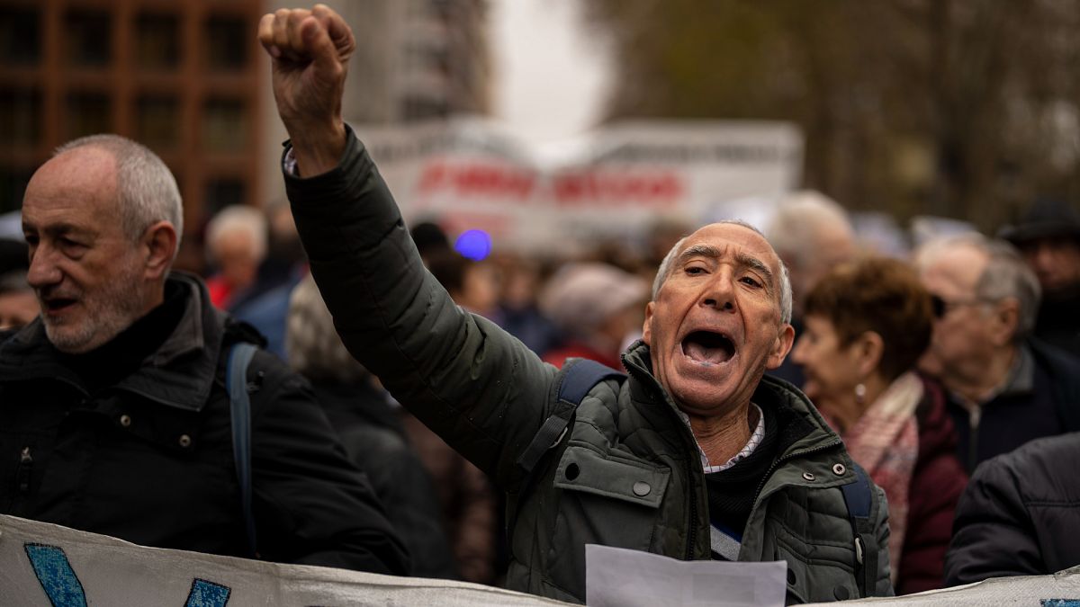 Demonstrant in Madrid, 15.1.2023.