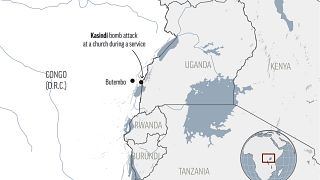 Χάρτης με το σημείο της επίθεσης σε εκκλησία στη Λ.Δ. Κονγκό