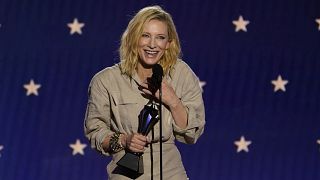 Cate Blanchett accepts the award for Best Actress for Tár at the 28th annual Critics Choice Awards