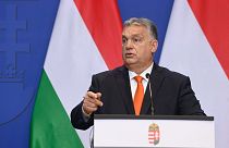 Hungarian Prime Minister Viktor Orban during a press conference in the government headquarters in Budapest, Hungary, Dec. 21, 2022.