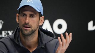 Le joueur de tennis serbe Novak Djokovic en conférence de presse.