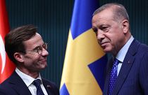الرئيس التركي رجب طيب أردوغان، ورئيس الوزراء السويدي، أولف كريسترسون، خلال زيارته لتركيا. أنقرة، تركيا، نونبر/تشرين الثاني 2022