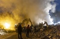 Destructions suite à une frappe de missile russe à Donetsk, le 16/01/2023