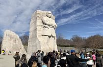 Crowds gathered in Washington DC, and across the United States, to commemorate Martin Luther King Jr. Day.