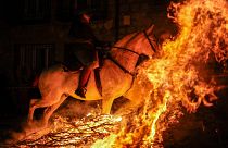Задача наездника — заставить лошадь преодолеть естественный страх перед огнём