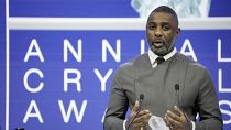 Actor Idris Elba speaks after he received the Crystal Award at the World Economic Forum in Davos, Switzerland on Monday.