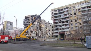 Search and rescue teams at the Dnipro apartment site