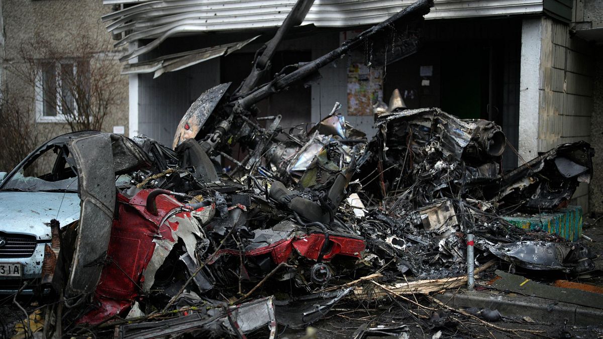 نمایی از صحنه سقوط هلیکوپتر اوکراینی