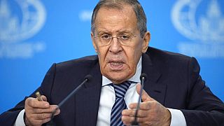 Sergueï Lavrov, le chef de la diplomatie russe, lors de sa conférence de presse de début d'année