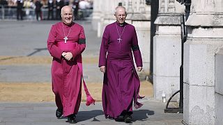  Stephen Geoffrey Cottrell SCP, left and the Archbishop of Canterbury Justin Welby walk in Westminster on 14 September 2022