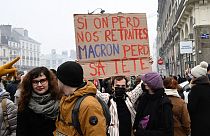 Protesto contra a reforma do sistema de pensões em Rennes