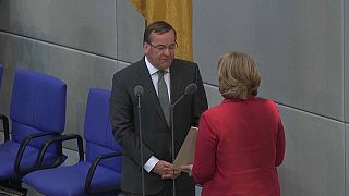 Boris Pistorius being sworn in as Germany's defence minister in Berlin.