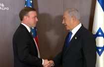 Jake Sullivan greeting Benjamin Netanyahu