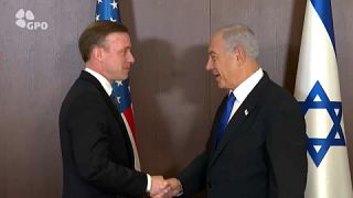 Jake Sullivan greeting Benjamin Netanyahu