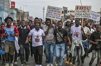 Goma residents protest against the scheduled arrival of South Sudanese troops set to join Kenyan forces deployed to assist the Congolese army.