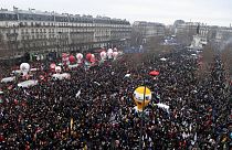 Protest gegen die französische Rentenreform in Paris