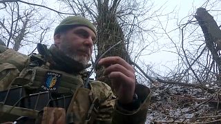 A Ukrainian soldier serving in frontline trenches at Velyka Novosilka,UKRAINE