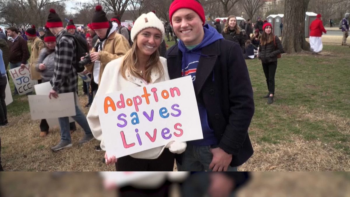 Supporters of the anti-abortion lobby at a demonstration in Washington, DC