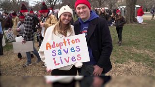 Supporters of the anti-abortion lobby at a demonstration in Washington, DC