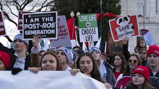 Activistas antiabortistas se concentran frente al Tribunal Supremo de Estados Unidos durante la 'Marcha por la Vida' en Washington, el 20 de enero de 2023. 