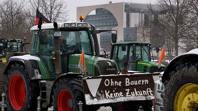 'No future without farmers' reads the slogan at a Berlin farmer protest on Saturday.