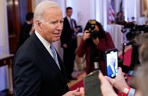 Le président américain Joe Biden devant la presse à la Maison Blanche, à Washington, le vendredi 20 janvier 2023.